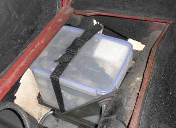 Plastic storage box installed