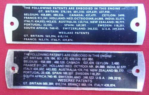 Patent number plates